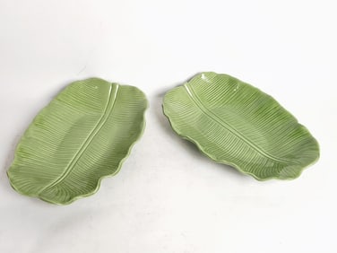Pr. of 2000 Laurie Gates Porcelain Leaf Plates