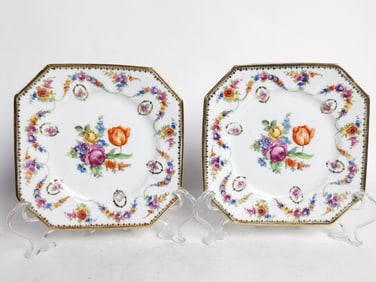 Pr. of Vintage Schumann Bavaria Porcelain Floral P