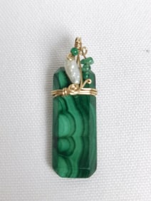 Vintage Malachite Carved Pendant