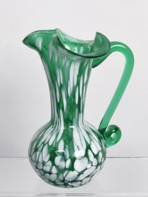 Vintage Green/White Art Glass Cruet