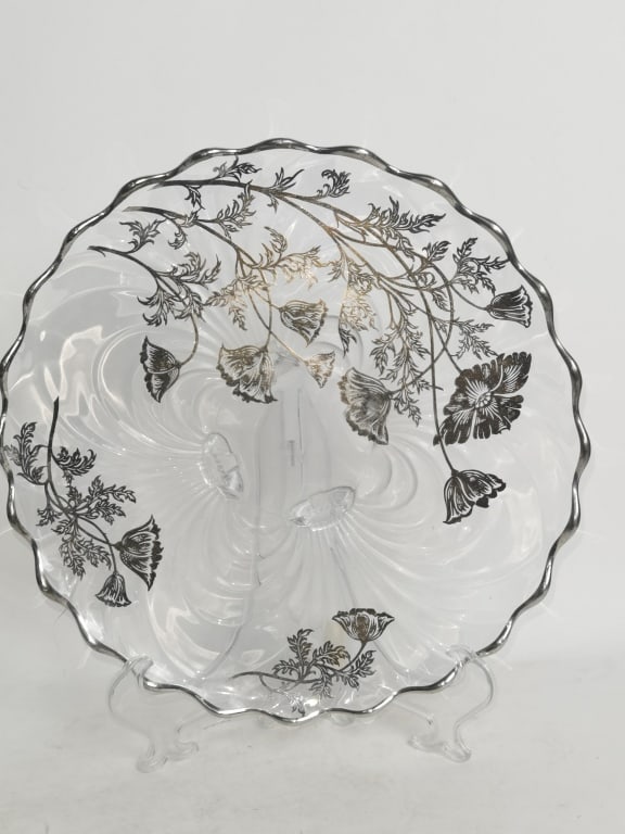 Vintage Sterling Silver Overlay Clear Crystal Plat (1 of 5)