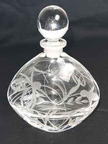 Vintage Harrods Etched Crystal Perfume Bottle