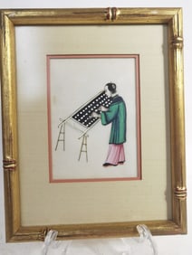 Antique Chinese Watercolor Painting on Rice Paper