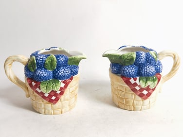 Pr. of Berries Porcelain Creamers