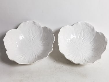 Pr. of Vintage Bordallo Pinheiro White Cabbage Bow