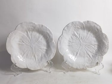 Pr. of Vintage Bordallo Pinheiro White Cabbage Pla