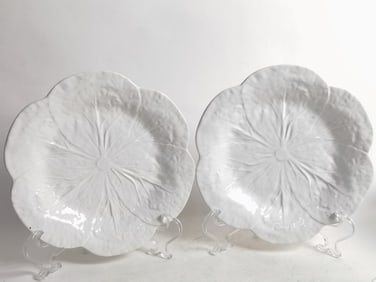 Pr. of Vintage Bordallo Pinheiro White Cabbage Pla