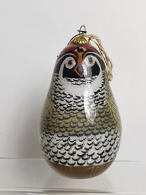 Vintage Art Glass Hand Painted Owl Ornament