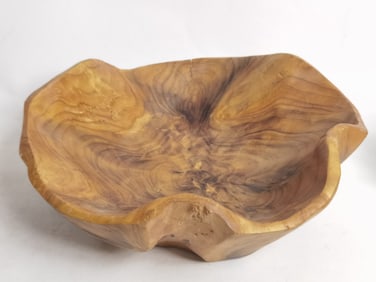 Vintage Hand Carved Burlwood Bowl