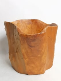 Vintage Hand Carved Burlwood Vase
