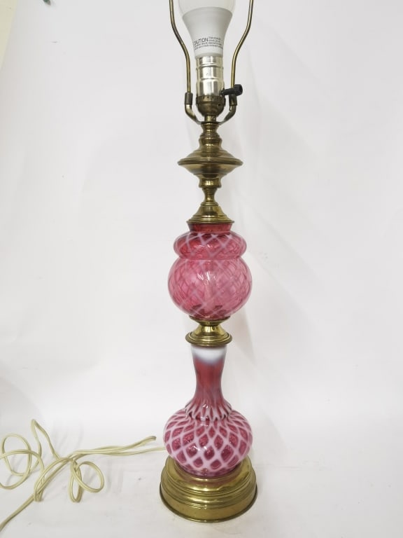 Vintage Fenton Cranberry Glass Table Lamp (1 of 3)