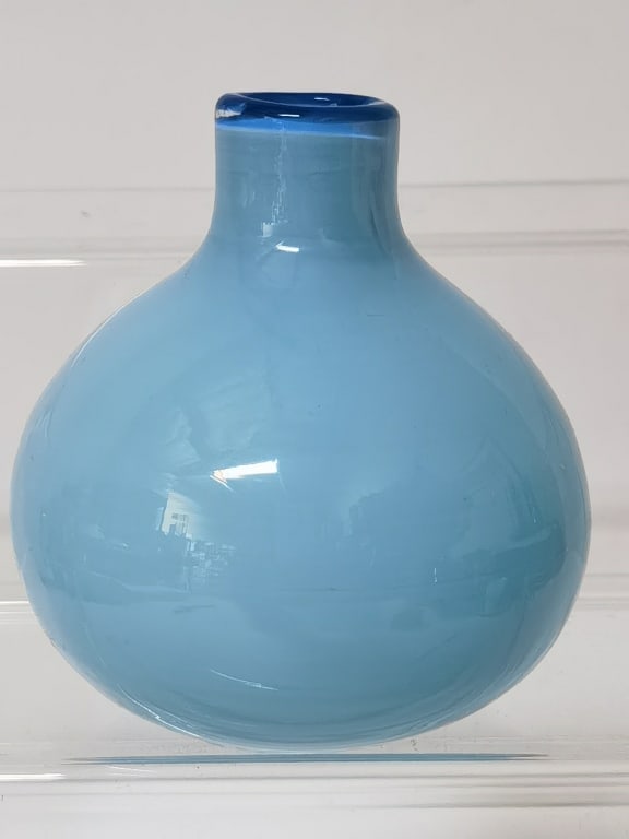Light Blue Glass Bud Vase: Light Blue Glass Bud Vase, 4.5in