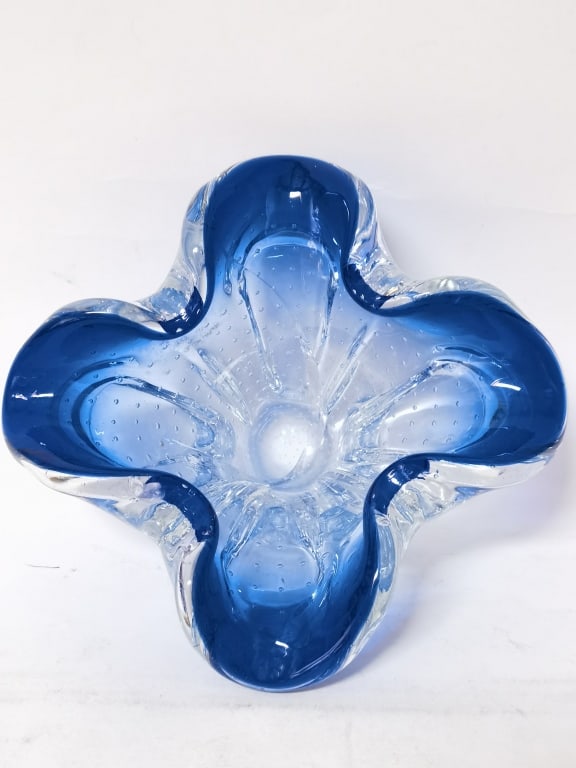 Vintage Murano Italy Blue/Clear Controlled BubbleG (1 of 7)