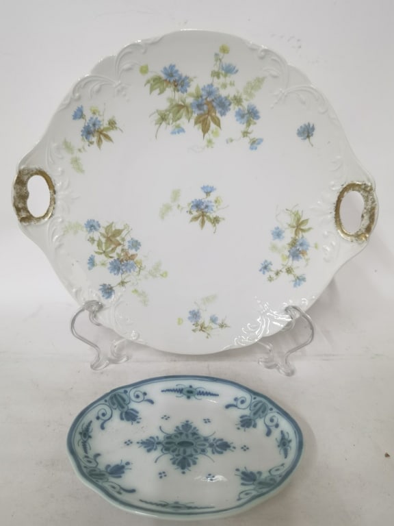 Vintage Delft and Limoges Porcelain Plates: Vintage Delft and Limoges Porcelain Plates, 11.5in