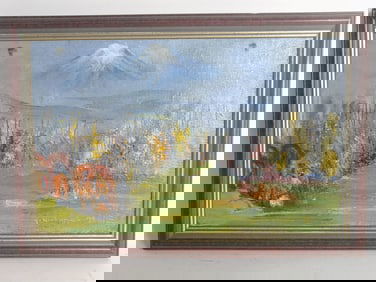 Vintage Signed Landscape Oil Painting on Canvas