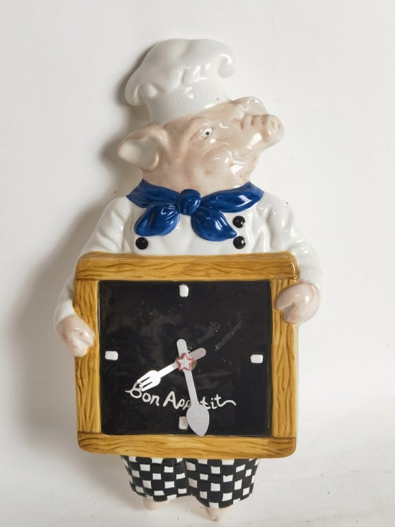 Vintage Chef Pig Wall Clock (1 of 3)