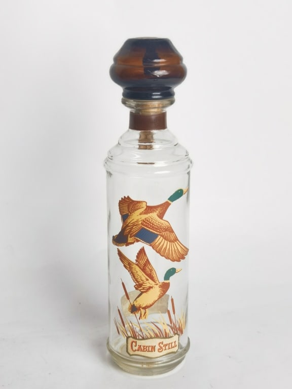 Vintage stitzel Weller Mallard Ducks Cabin Still D: Vintage stitzel Weller Mallard Ducks Cabin Still Decanter, 12in