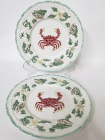 (2) Bordallo Pinheiro Majolica Crab Plates by CE C