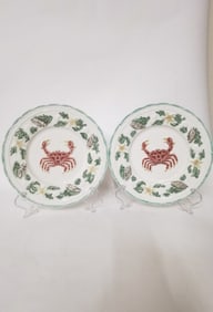 (2) Bordallo Pinheiro Majolica Crab Plates by CE C
