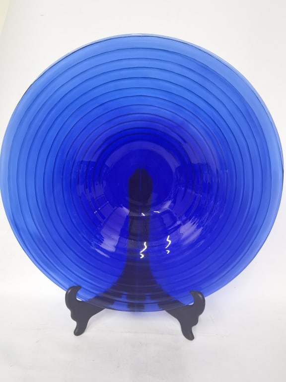 Large Cobalt Blue Swirl Glass Plate (1 of 4)