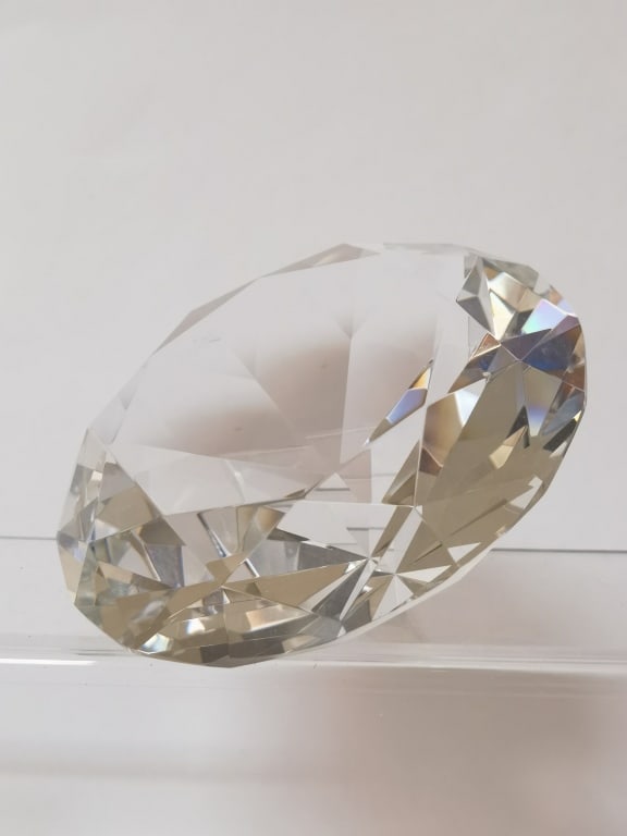 Unmarked Diamond Glass Paperweight (1 of 3)