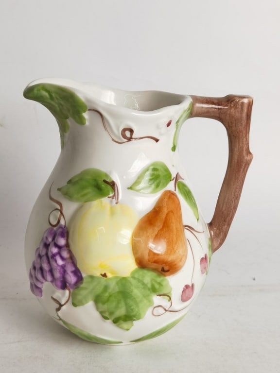 Vintage Jay Willfred for Andrea by Sadek Fruits Pi: Vintage Jay Willfred for Andrea by Sadek Fruits Pitcher, 5.5in by 5in