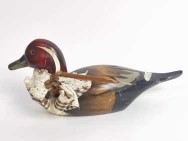 Vintage Wood Carved Hand Painted Duck Decoy