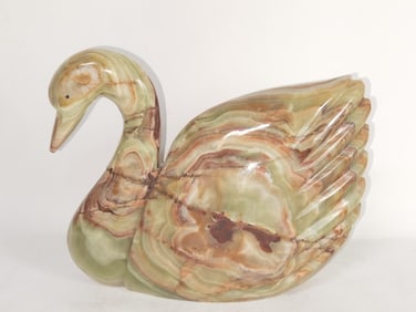 Vintage Onyx Carved Swan Figurine