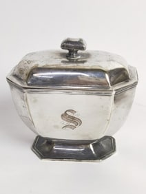 Vintage Silver Plated with Sterling Border Sugar Bowl