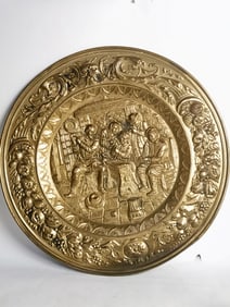 Large Vintage Brass Colonial Wall Decor Plate