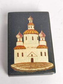 Vintage Russian Painted Lacquer Jewelry Box