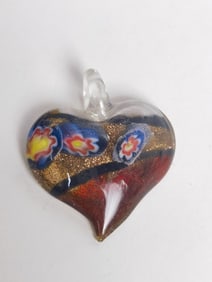 Vintage Murano Italy Art Glass Millefiori Heart Pe