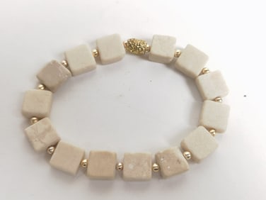 Vintage Soapstone Square Bead Bracelet