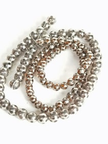 Strand of Silver Overlay Amber Glass Beads