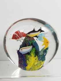 Vintage Murano Italy Art Glass Aquarium Paperweight