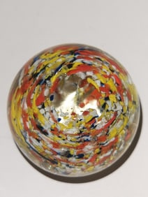 Vintage Murano Style Splatter Swirl Glass Paperweight