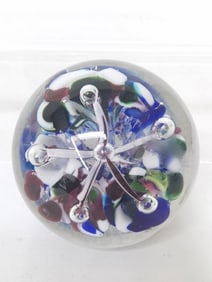 Vintage Swirl Flower Bubble Glass Paperweight