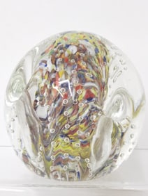 Vintage Murano Italy Color Swirl Controlled Bubble Glass Paperweight
