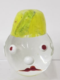 Vintage Murano Italy Art Glass Clown Head Paperweight