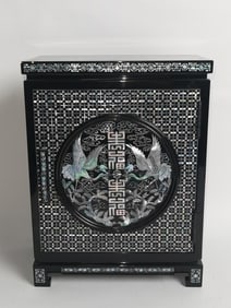 Chinese Mother-of-Pearl Inlay Lacquer over Wood Jewelry Box