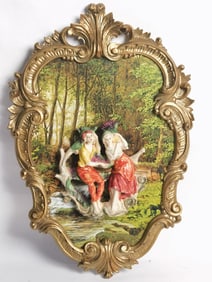 Vintage Italian Hand Painted 3D Art Hanging Plaque