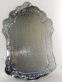 Vintage French Etched Glass Mirror