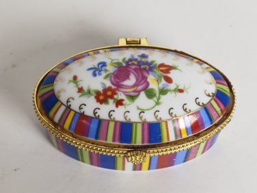 Vintage Porcelain Floral Trinket Box