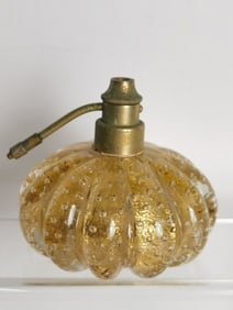 Vintage Murano Italy Amber Controlled Bubble Perfume Bottle