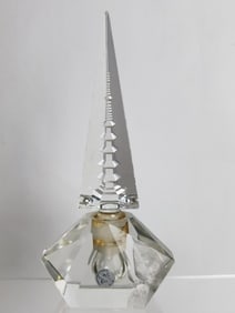 Large Vintage Art Deco Faceted Crystal Perfume Bottle