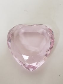 Vintage Rosenthal Pink Crystal Heart Paperweight