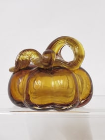 Amber Art Glass Pumpkin