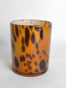 Vintage Hand Blown Tortoise Shell Art Glass Brush Pot
