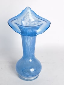 Vintage Hand Blown Blue/White Art Glass Vase