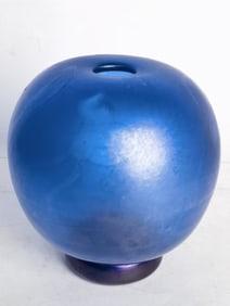 Vintage MCM Blue Art Glass Vase